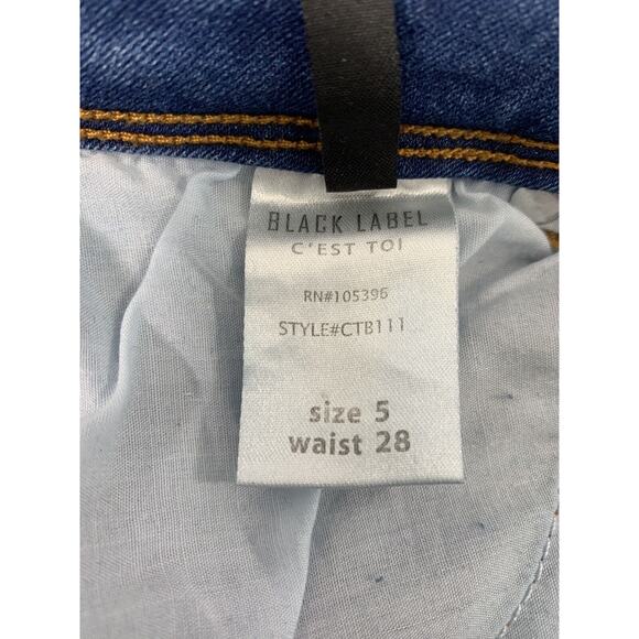 Black Label C' Est Toi Jeans Womens Size 27 Raw Hem Destroyed Denim Patches - Picture 4 of 11